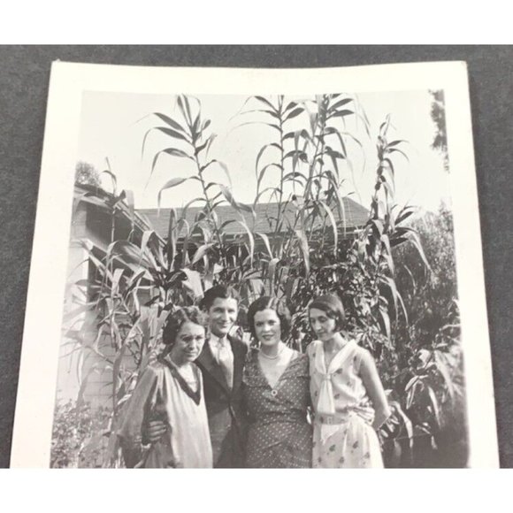 Family in Corn Field Found Photo Tall Corn Stalks 1930s Farming Ag Snapshot - Picture 6 of 6